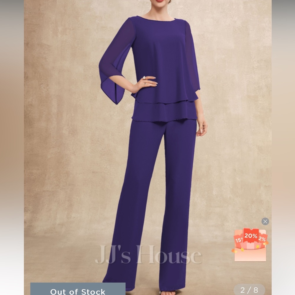 NWT JJ's House 2-Piece Chiffon Pantsuit for Mother of the Bride/Groom (269011)